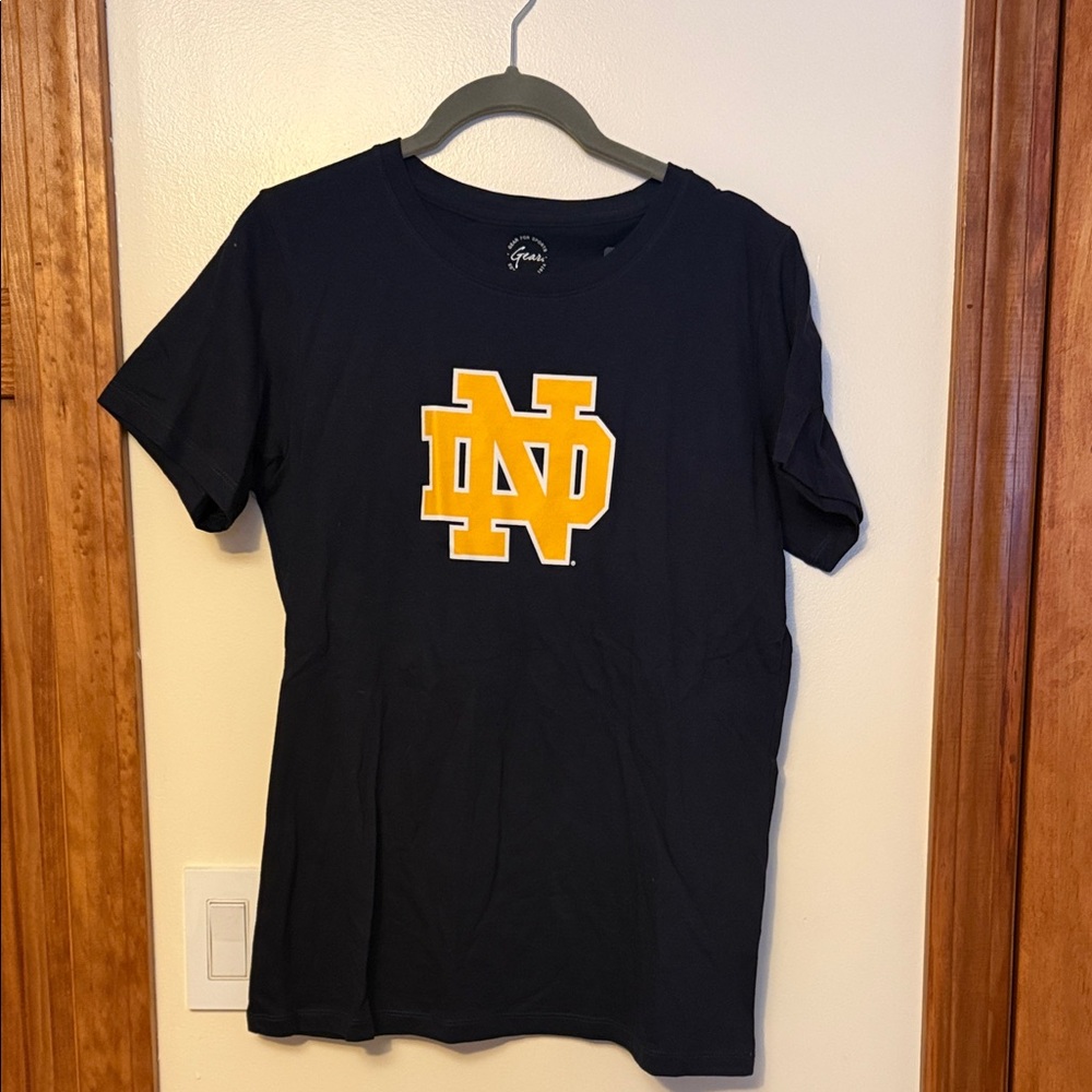 Notre Dame Women’s Blue T-Shirt with Yellow Logo